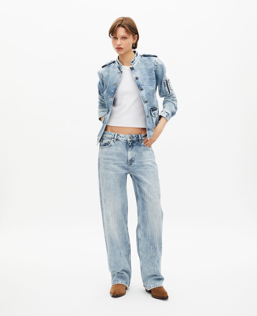The Kooples FEMME BABY BLUE veste style officier en denim