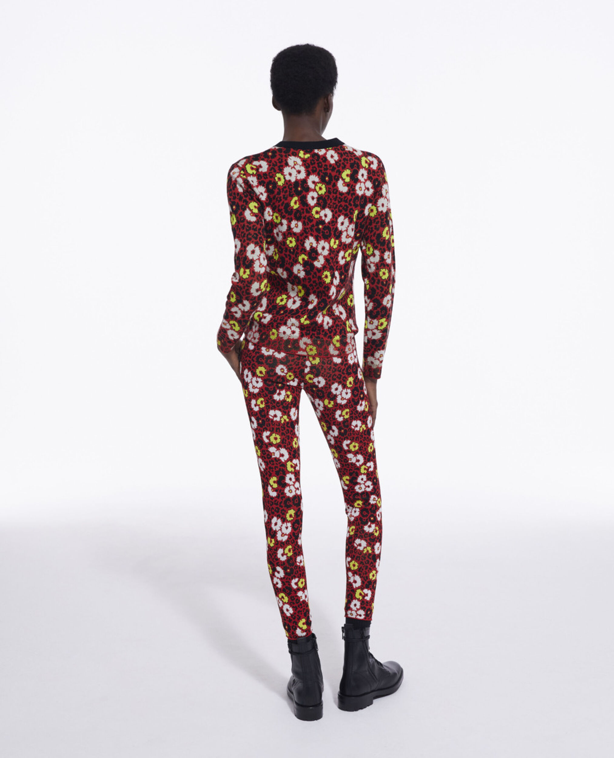 Floral print wool sweater, DARK RED, hi-res image number null