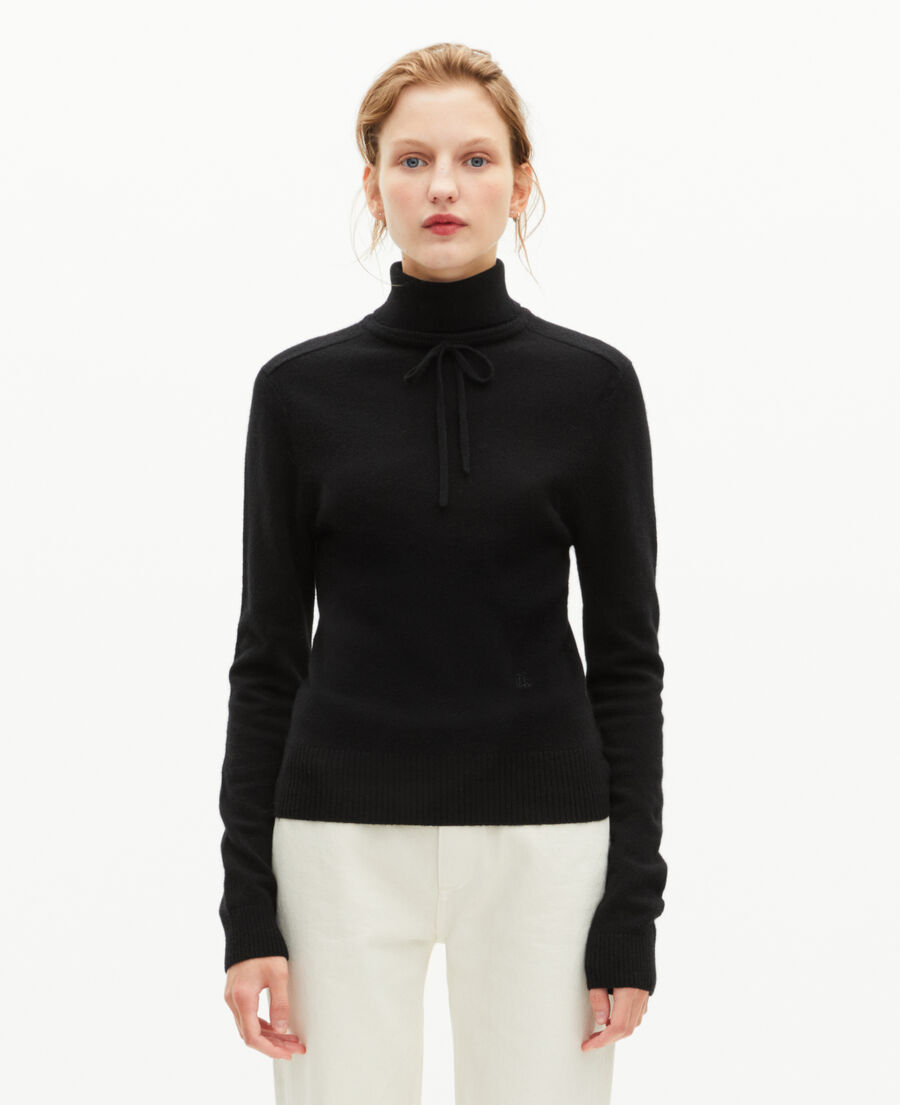The Kooples FEMME BLACK pull col roulé en cachemire noir