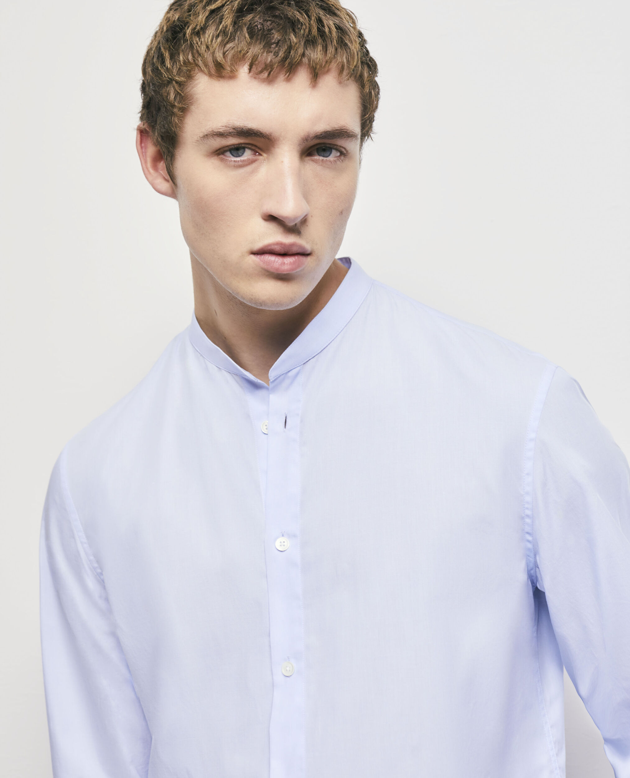 Blue shirt with officer collar | The Kooples - US