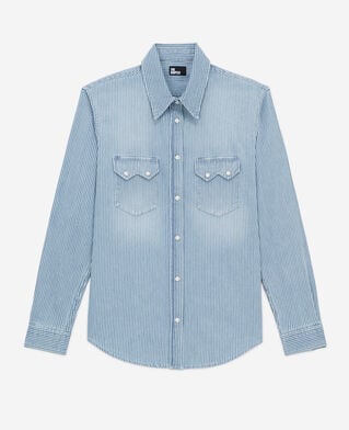 The Kooples FEMME BLUE DENIM chemise à rayures bleues et blanches