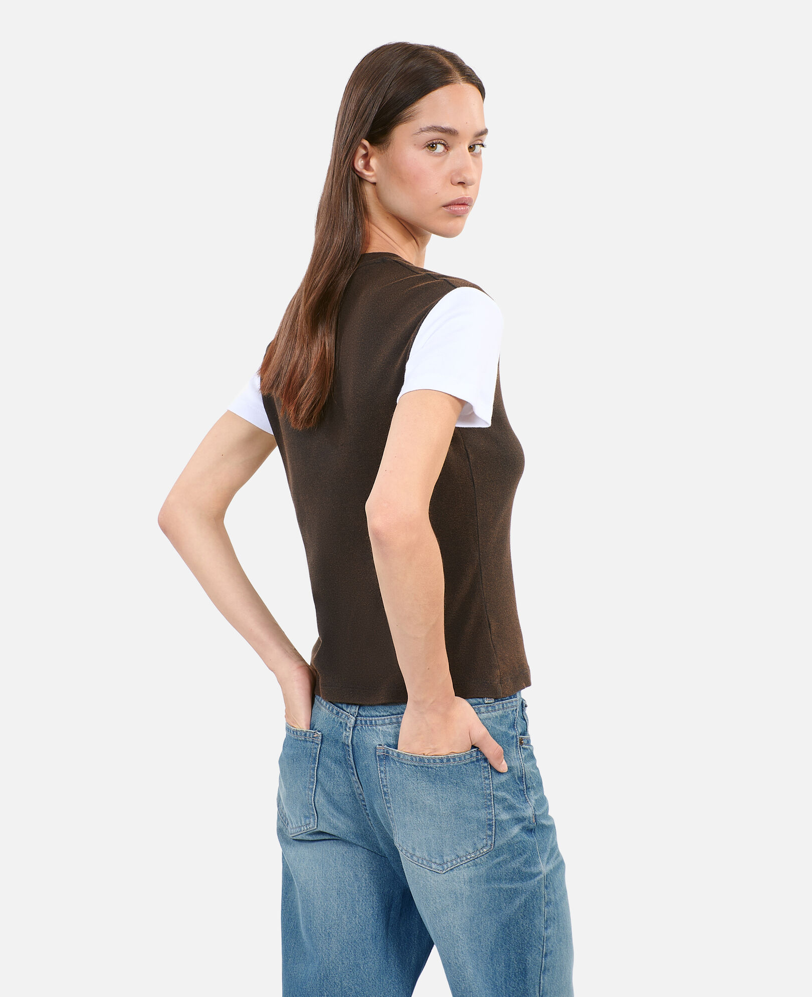 The Kooples WOMEN BROWN / BLACK dark brown logo t-shirt