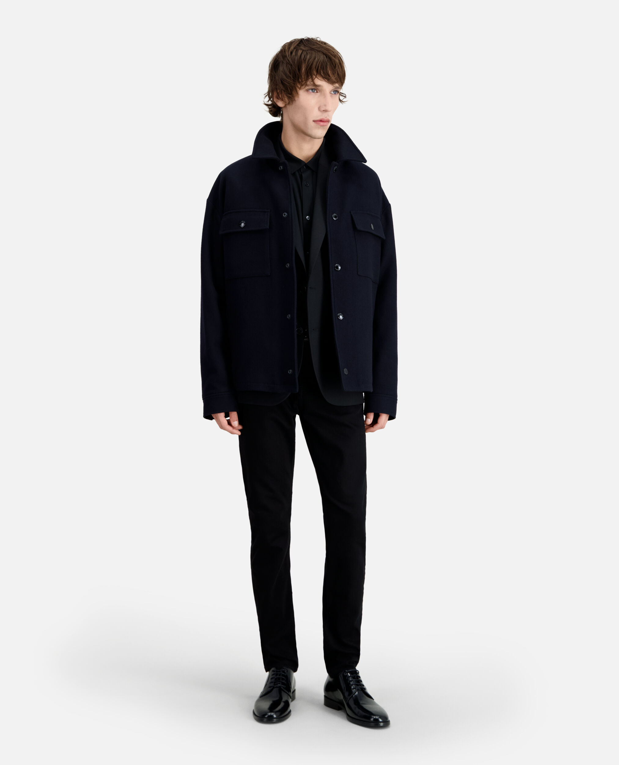 Blue wool-blend overshirt jacket, DARK NAVY, hi-res image number null