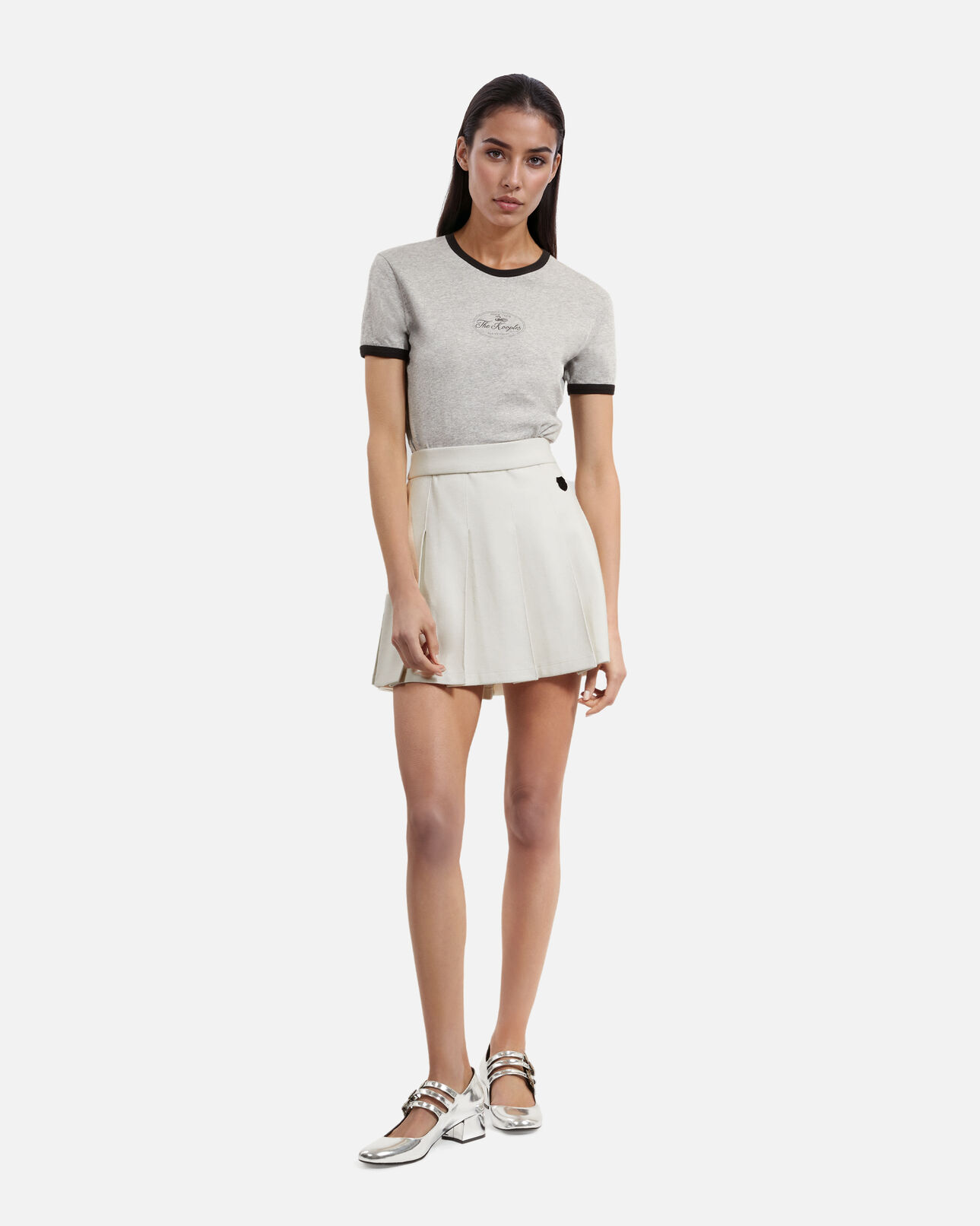 The Kooples WOMEN ECRU ecru short pleated skirt