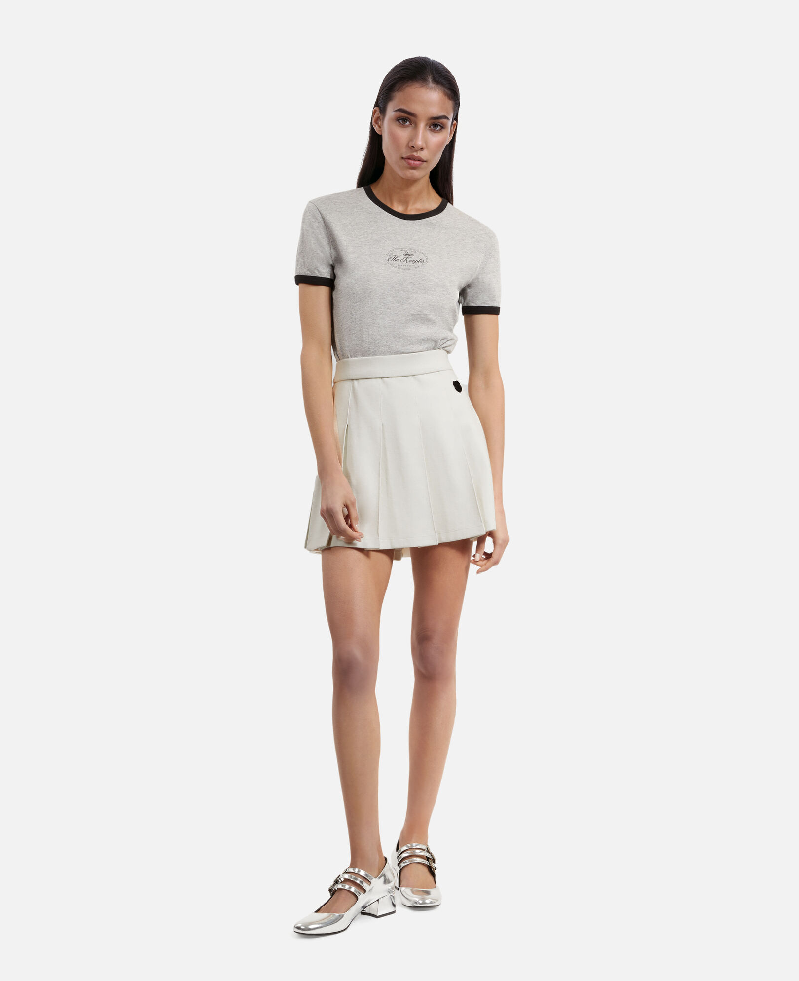 The Kooples FEMME ECRU jupe courte plissée écru