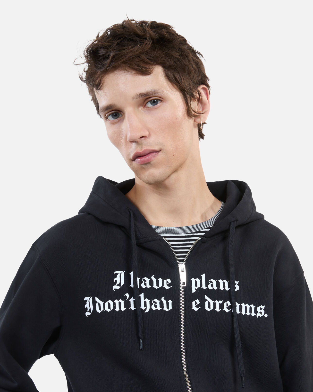 The Kooples HOMME BLACK WASHED sweatshirt à capuche et sérigraphie noir