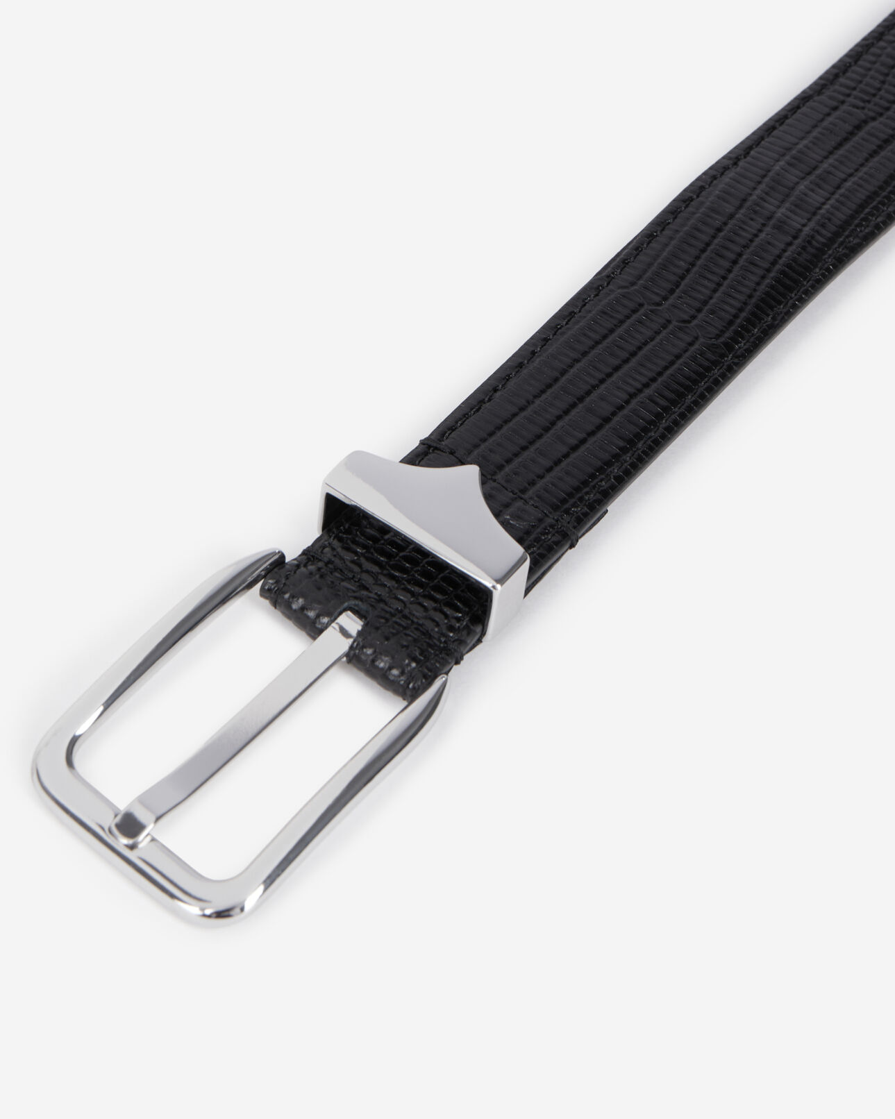 The Kooples HOMME BLACK ceinture en cuir effet crocodile noir