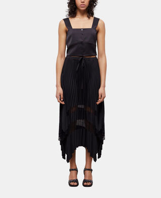 The Kooples F BLACK short black satin top with buttoning
