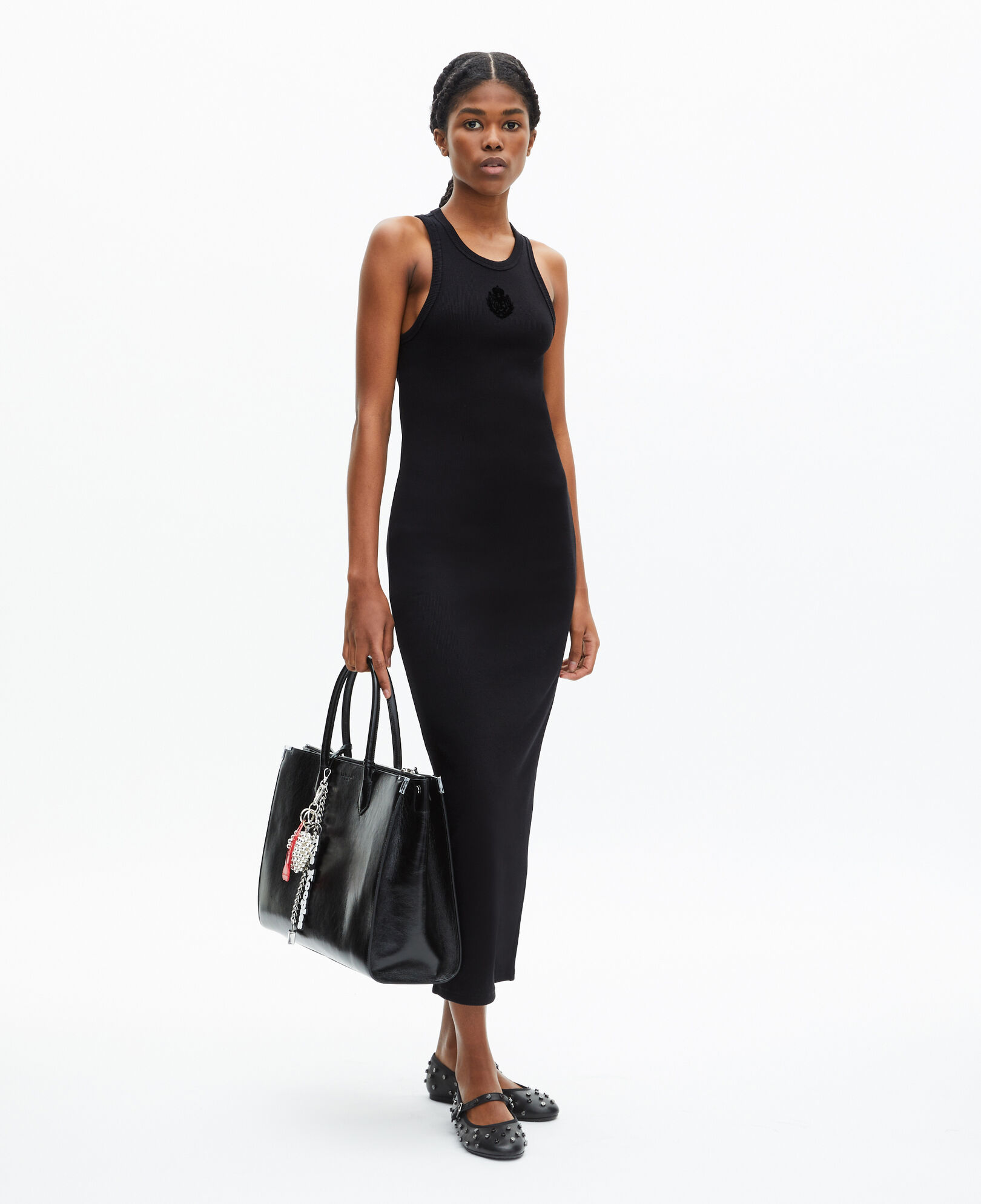 The Kooples DAMEN BLACK langes ärmelloses kleid in schwarz
