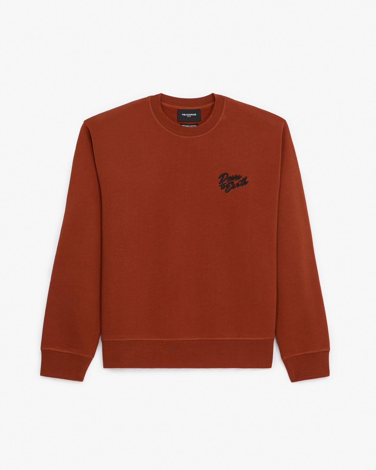 The Kooples WOMEN ROUILLE sweatshirt in rust fleece with embroidery