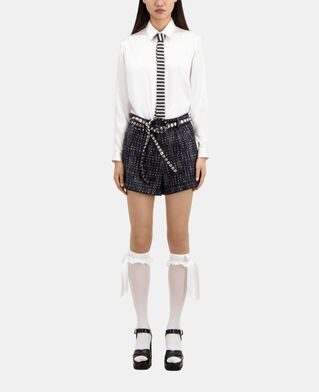 The Kooples FEMME BLACK WHITE short en tweed noir et blanc