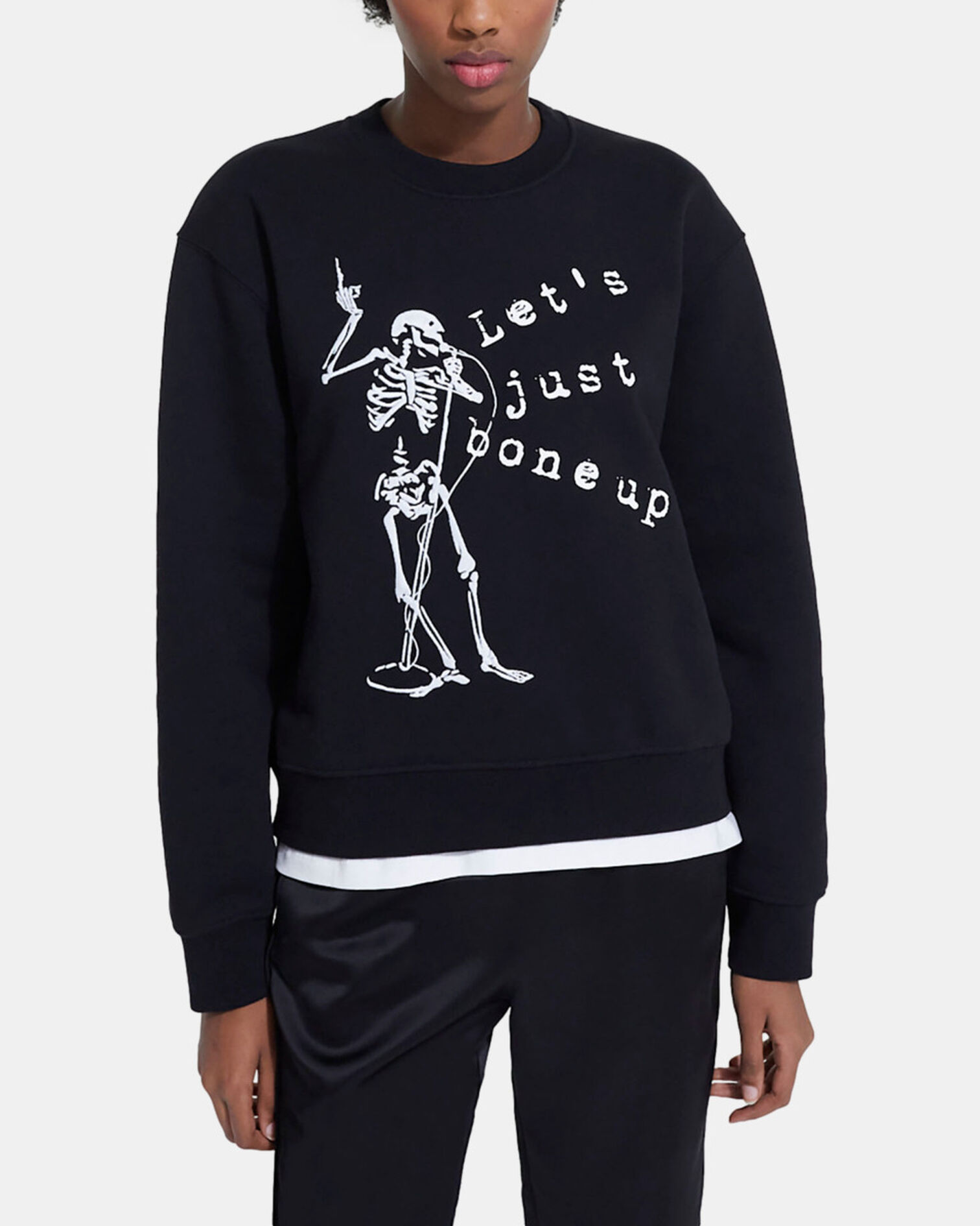 Black screen print sweatshirt, BLACK, hi-res image number null