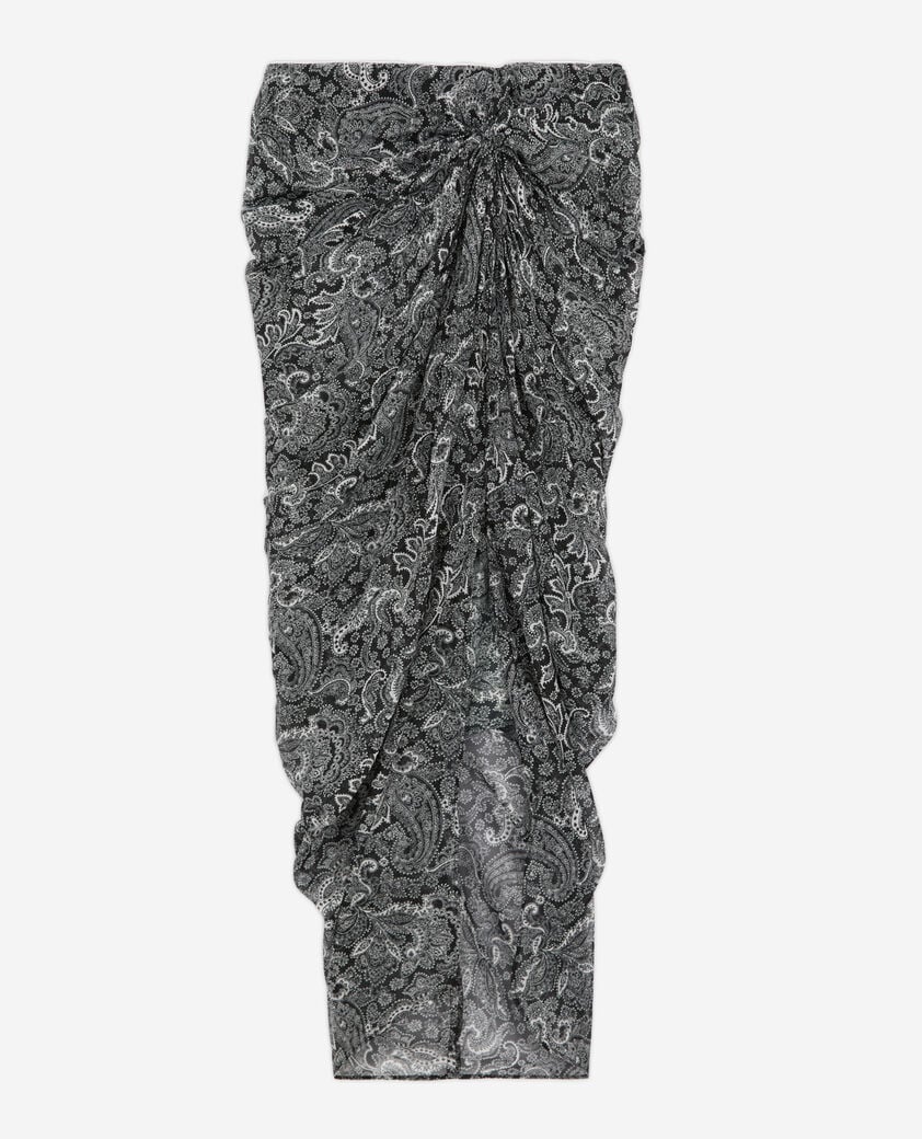 The Kooples WOMEN BLACK WHITE black printed mid-length skirt