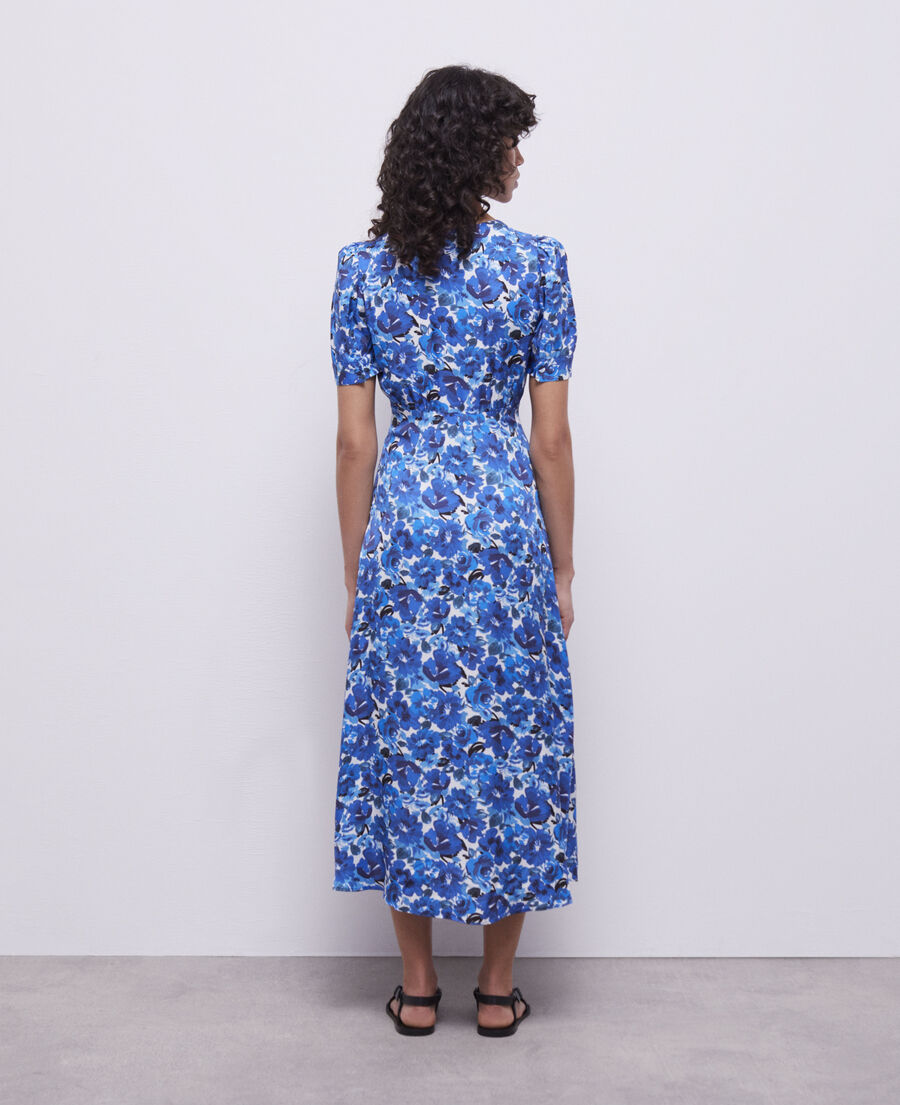 long printed dress with buttons