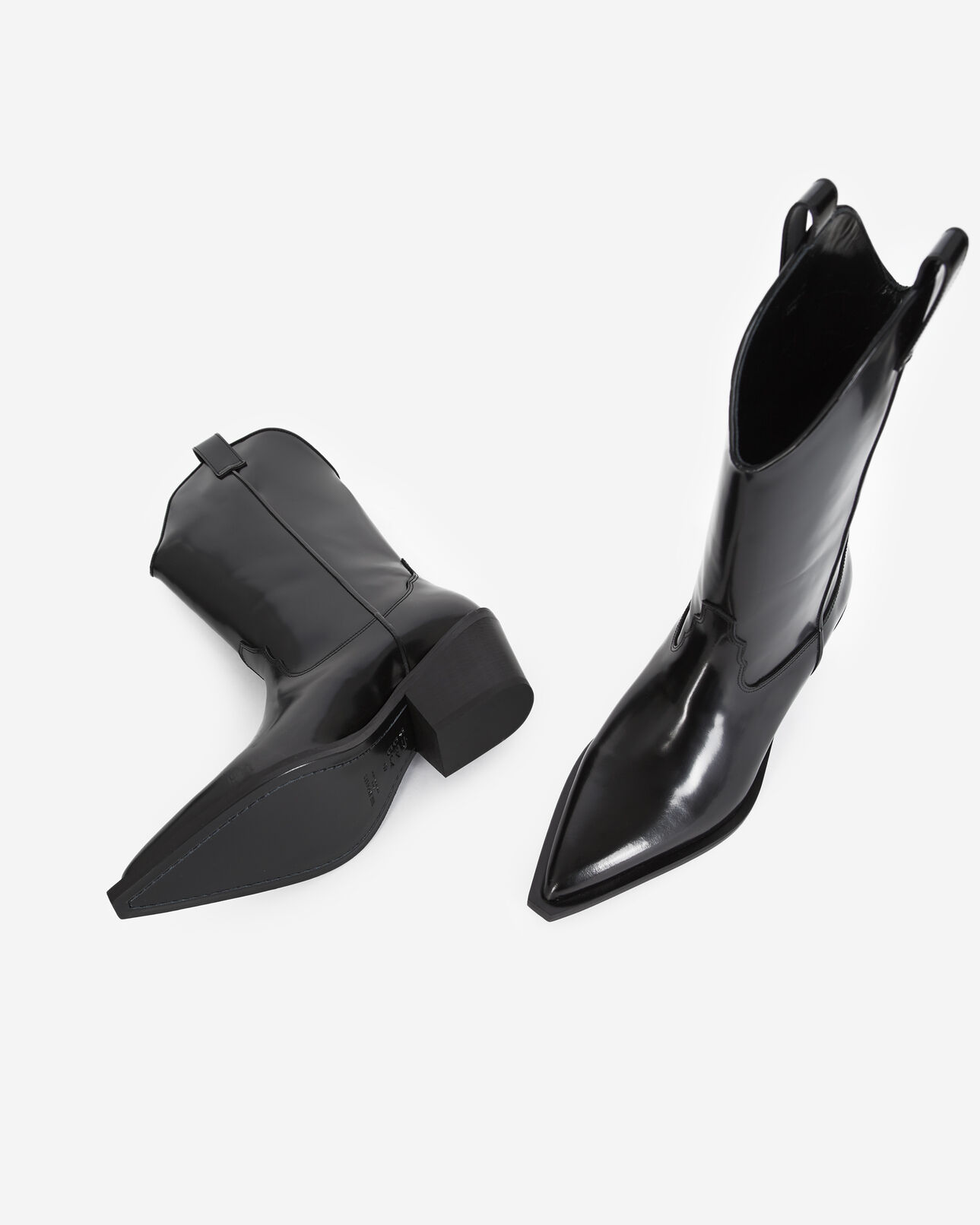 The Kooples MUJER BLACK botines piel tacón charol estilo western