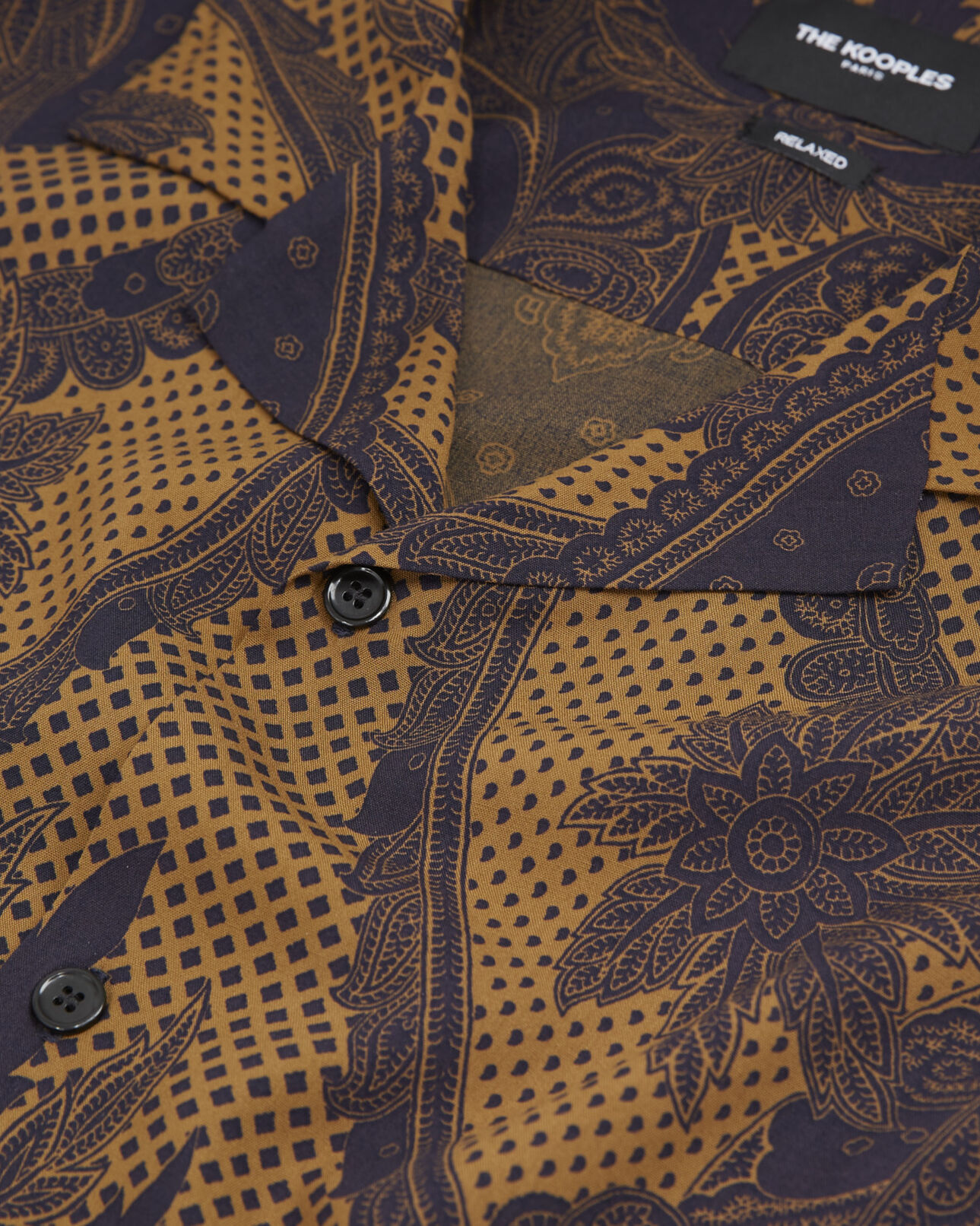 The Kooples MEN NAVY / BROWN chic navy blue shirt with bandanna motif
