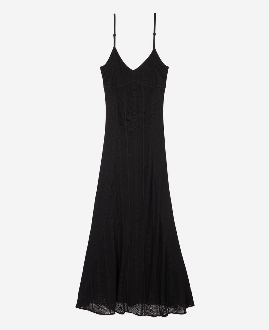 The Kooples F BLACK long black openwork knit dress