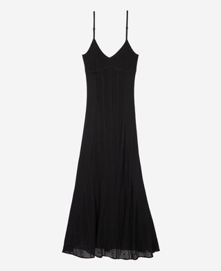 The Kooples F BLACK long black openwork knit dress