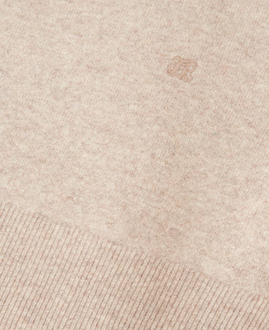 The Kooples HOMBRE BEIGE MELANGE jersey de cachemira beige con cuello de pico