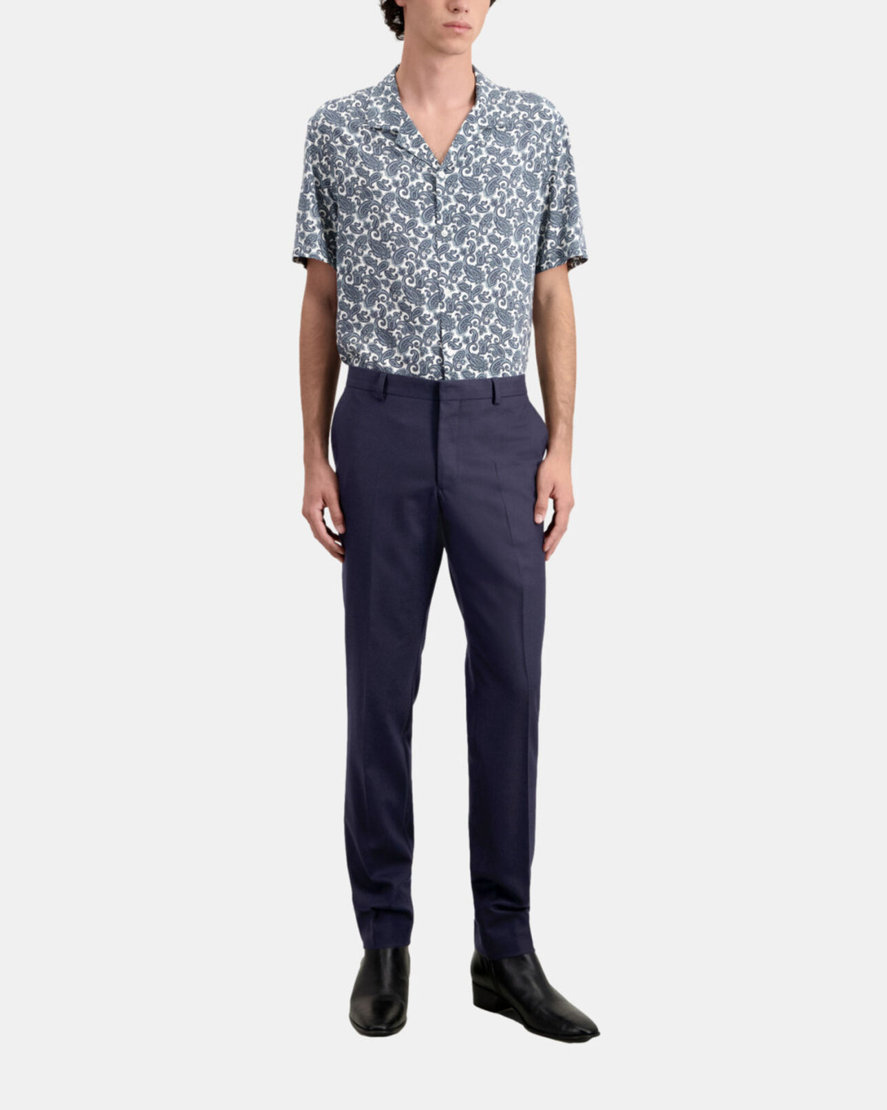 The Kooples HOMME NAVY pantalon de costume bleu marine en flanelle