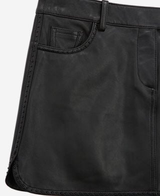 The Kooples FEMME BLACK jupe en cuir à studs noire