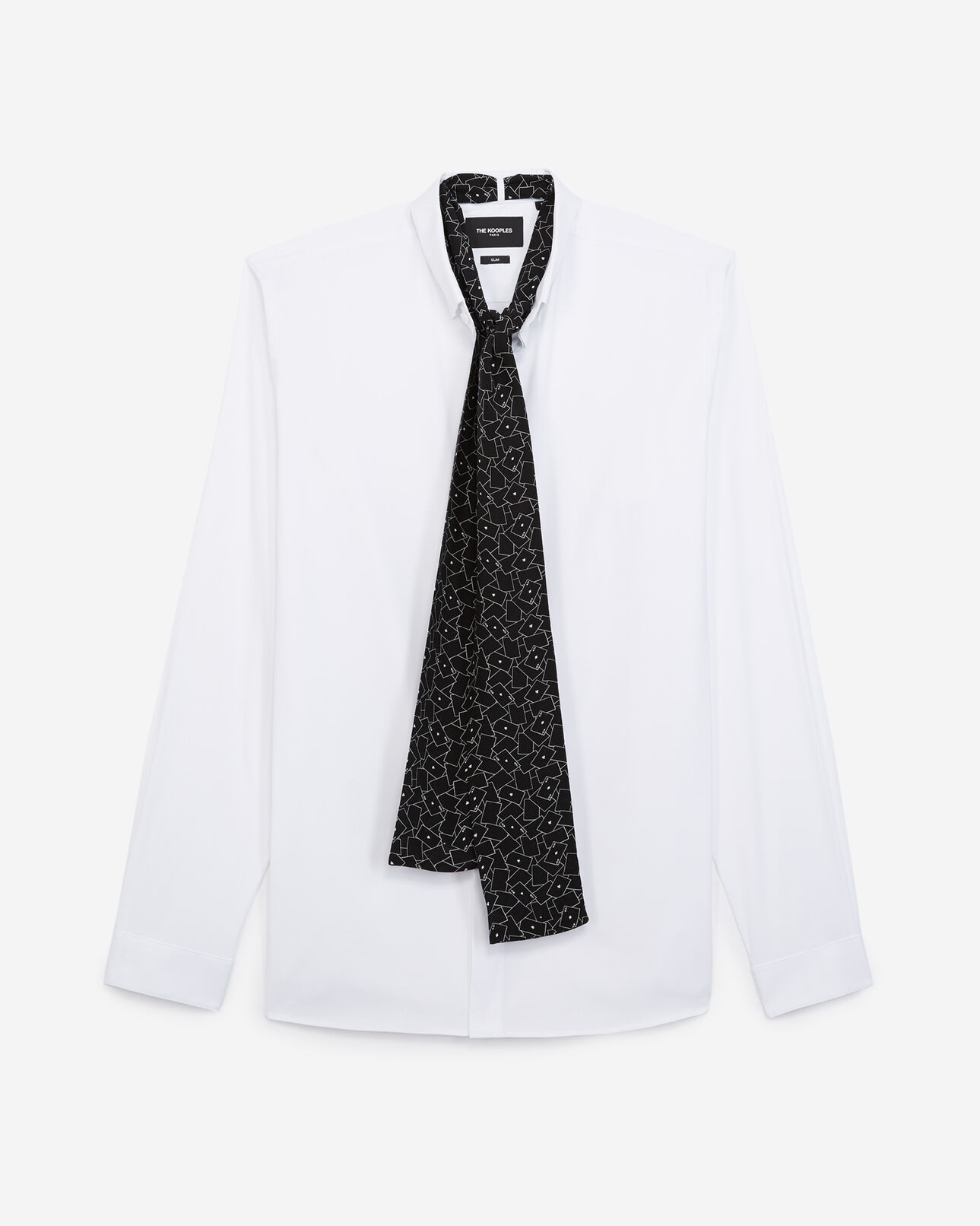 The Kooples HERREN WHITE weißes baumwollhemd mit seidenschal