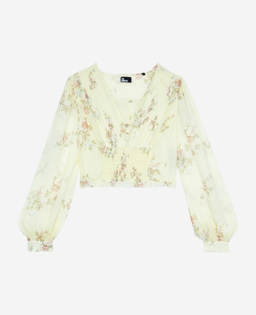 The Kooples FEMME YELLOW top imprimé fleuri jaune