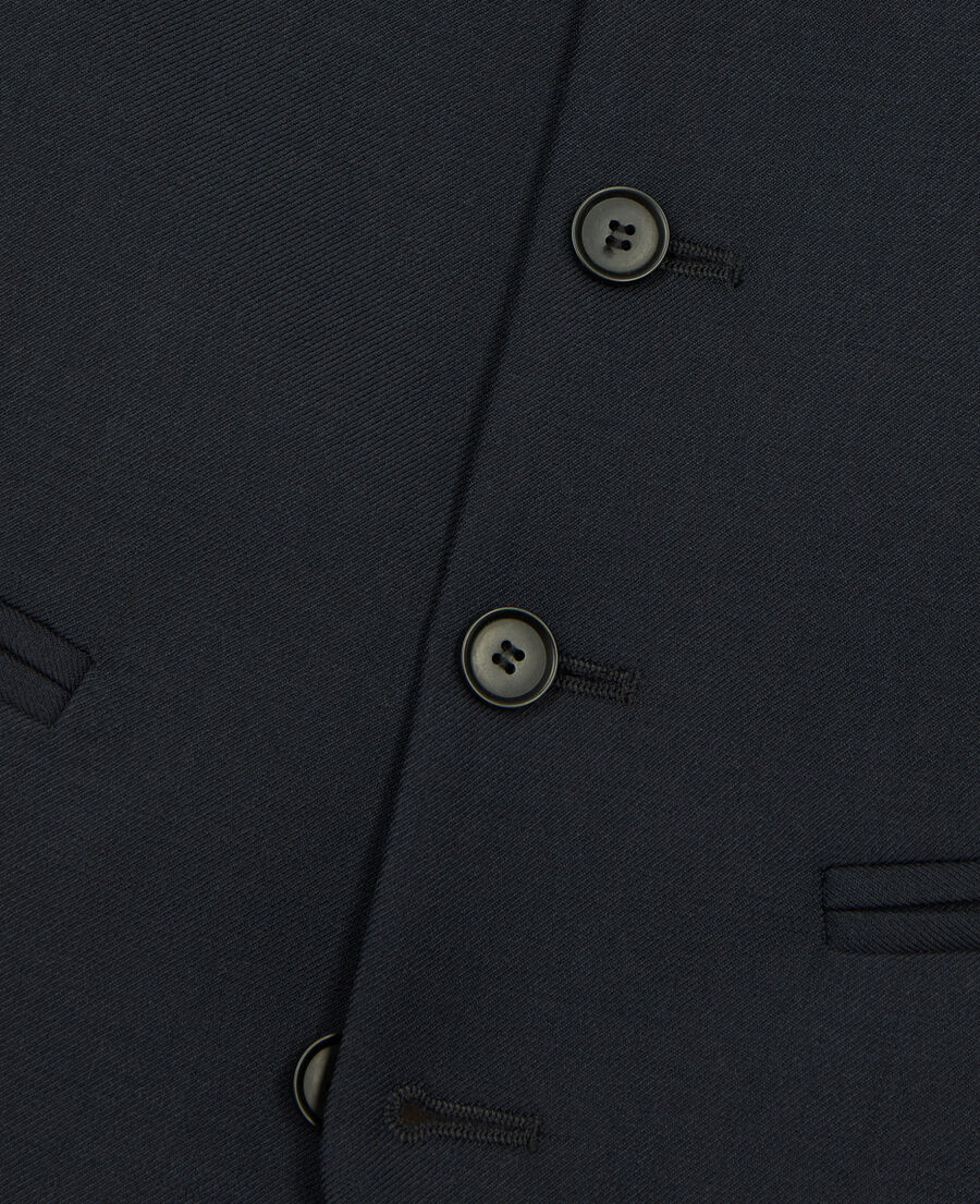 buttoned navy blue waistcoat in wool