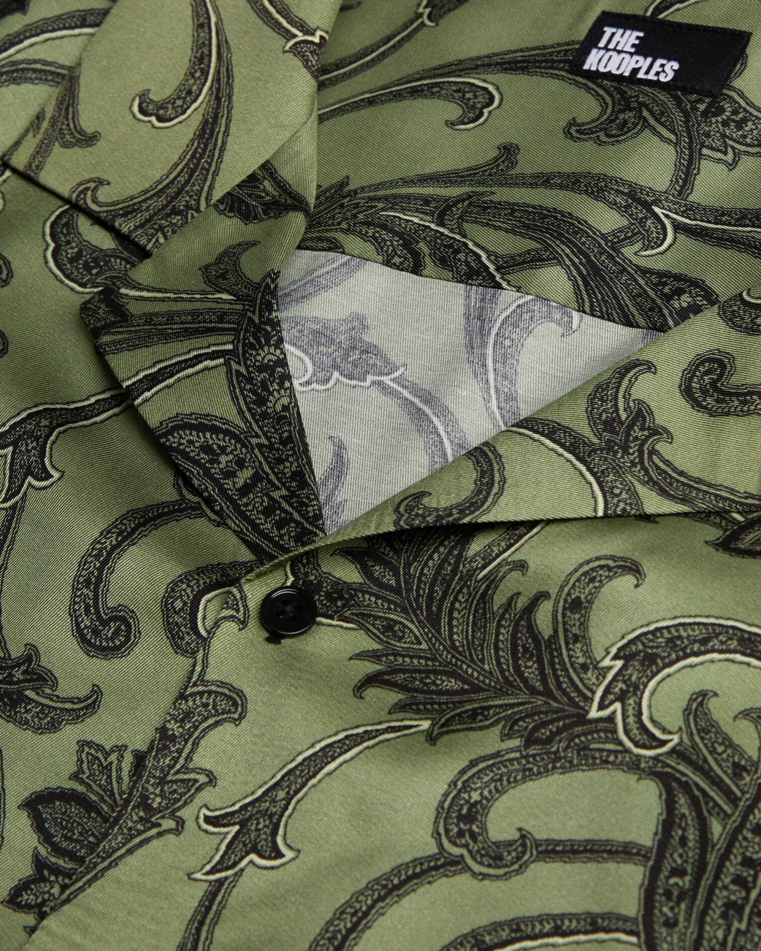 Chemise manches courtes fleurie, KAKI BLACK, hi-res image number null
