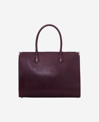 The Kooples WOMEN BORDEAUX ming l tote bag in burgundy cracked leather