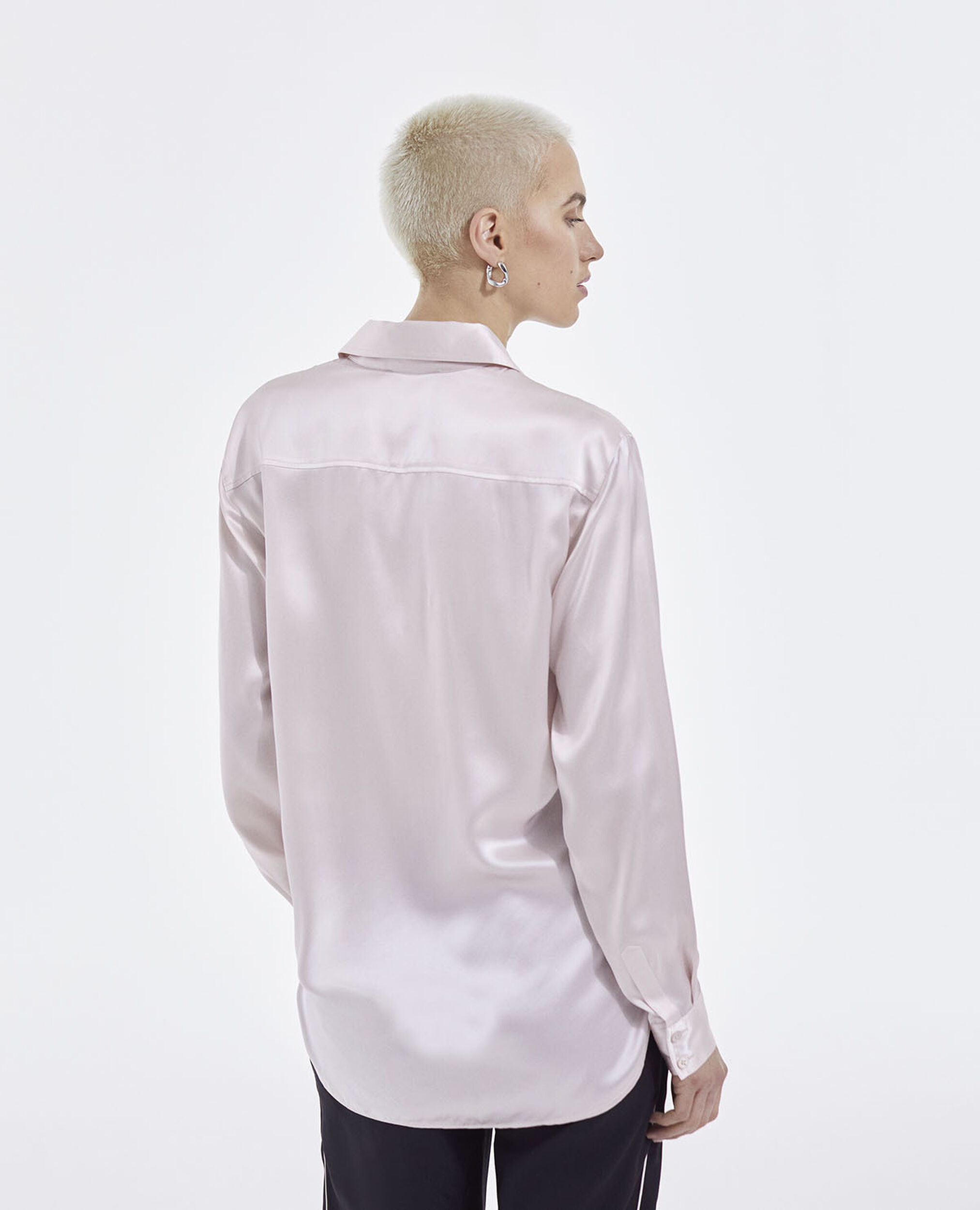 Pale pink silk shirt with wide cuffs, LIGHT PINK, hi-res image number null