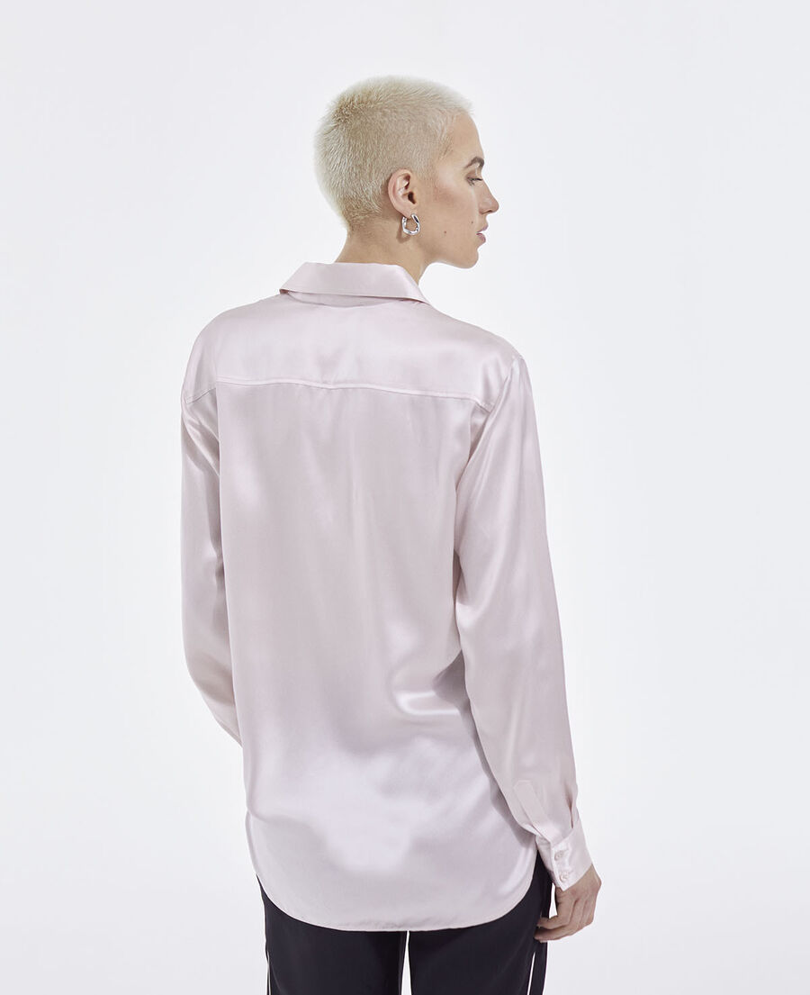 pale pink silk shirt with wide cuffs