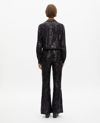 The Kooples F BLACK black sequinned flare pants