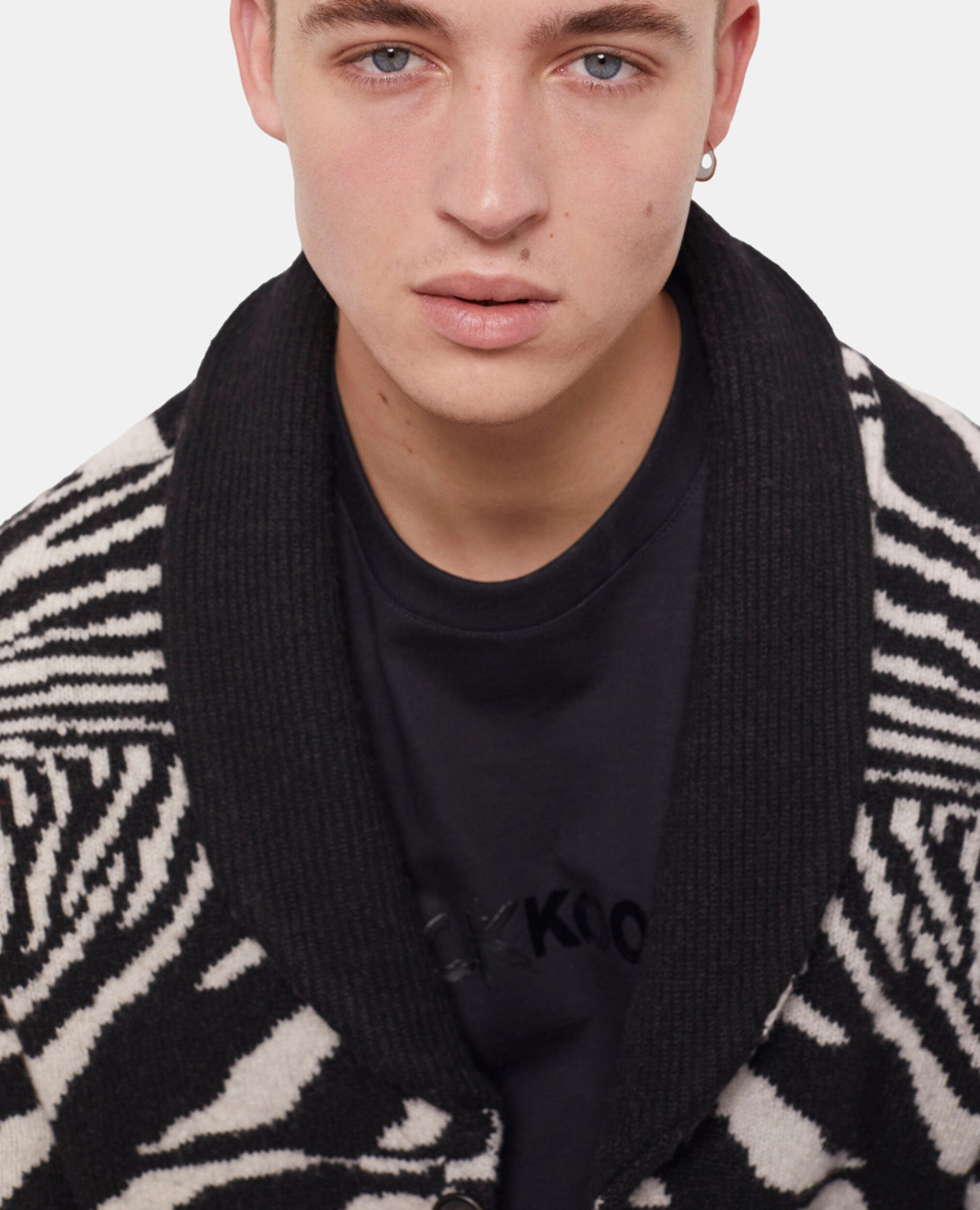 Printed wool sweater, BLACK WHITE, hi-res image number null