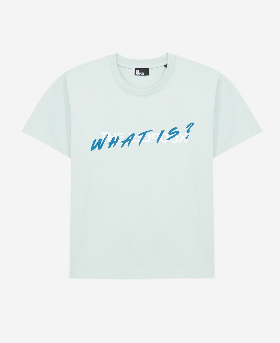 hellgrünes t-shirt damen mit „what is“-schriftzug