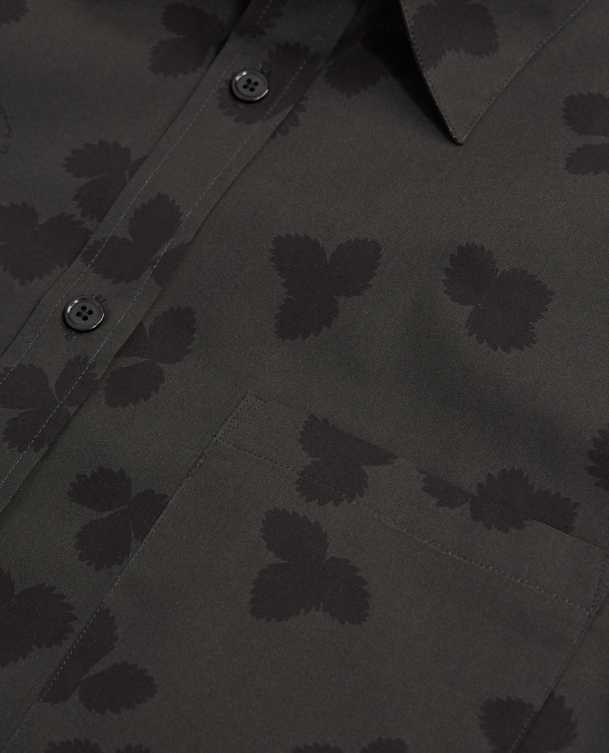 Dark green cotton shirt with floral motif, GREEN / BLACK, hi-res image number null