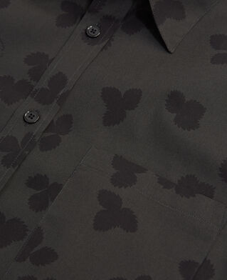 The Kooples H GREEN / BLACK dark green cotton shirt with floral motif