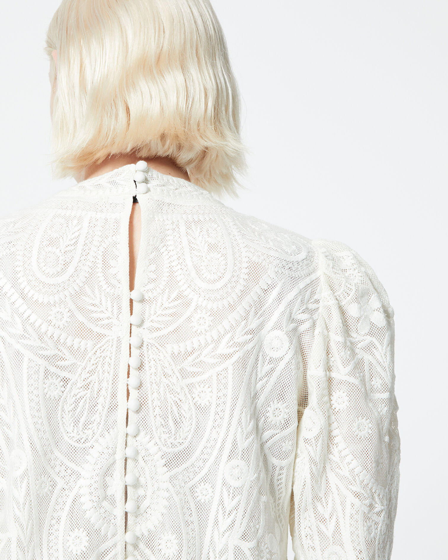 Ecru lace top with high neck, ECRU, hi-res image number null