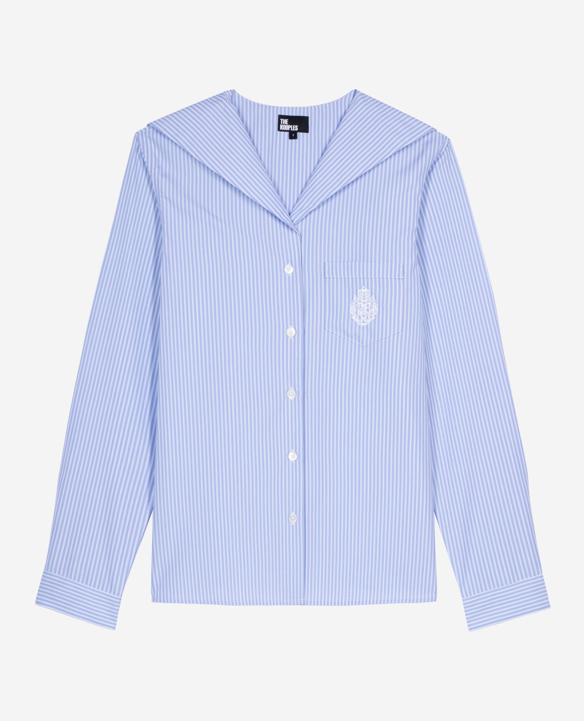 Blue poplin striped shirt, BLUE WHITE, hi-res image number null