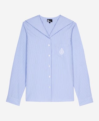 The Kooples WOMEN BLUE WHITE blue poplin striped shirt