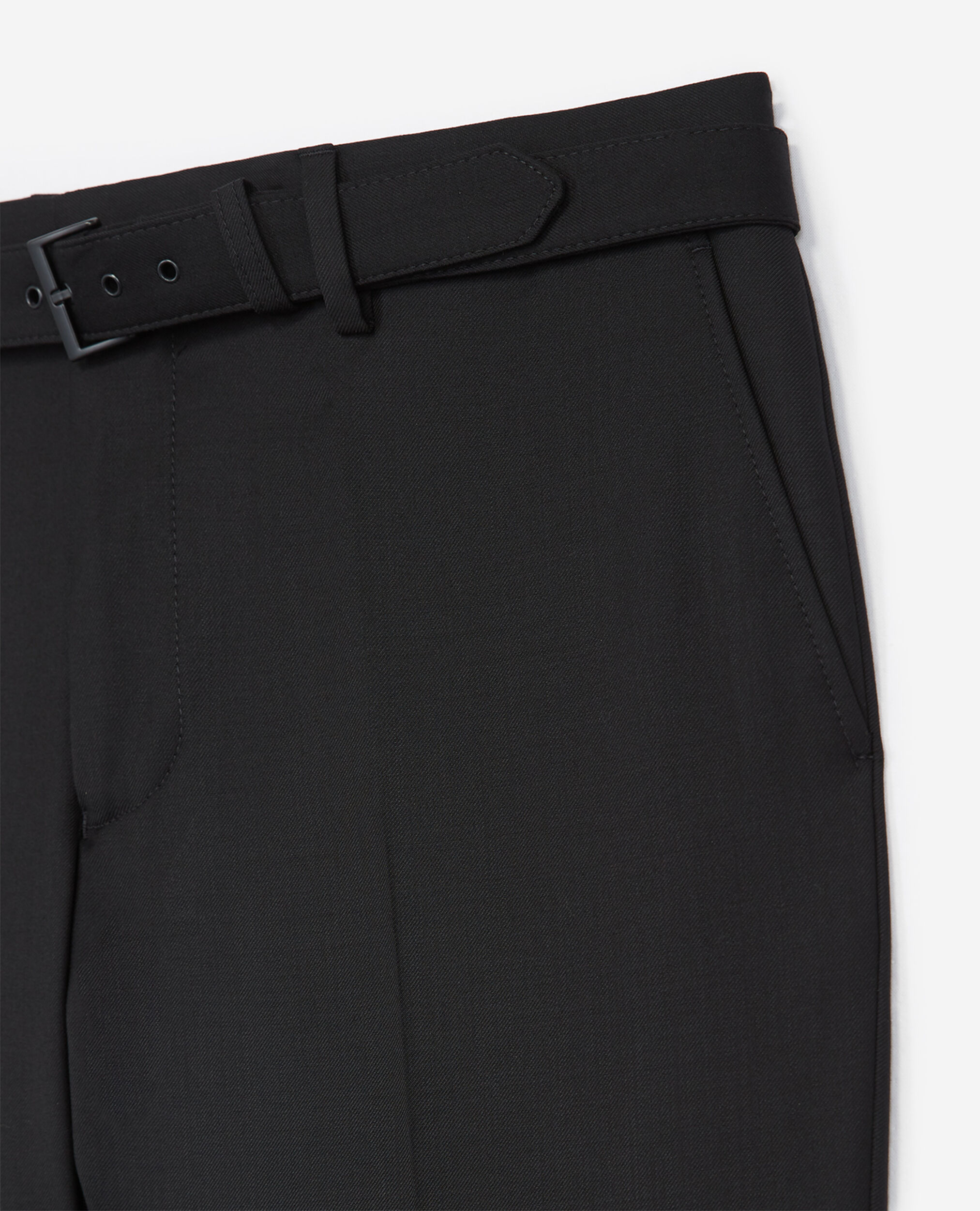 Black wool fitted suit trousers, BLACK, hi-res image number null