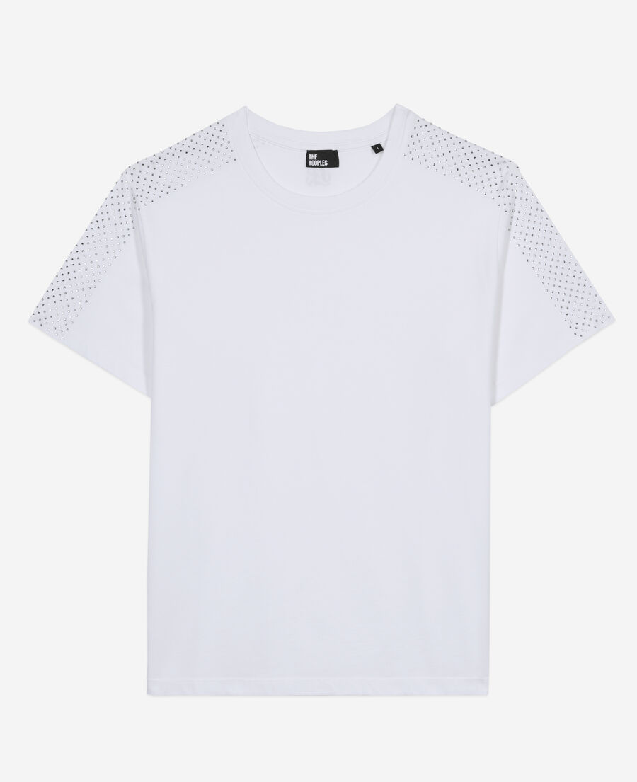 The Kooples DAMEN WHITE weißes t-shirt mit strassbesatz für damen