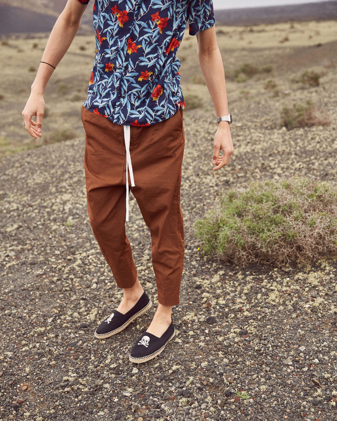 The Kooples HOMME BROWN pantalon chino coton et lyocell marron