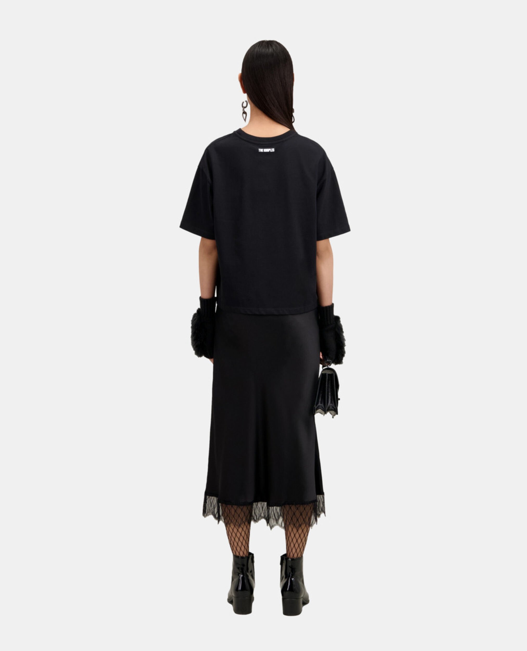 Schwarzes T-Shirt mit Siebdruck, BLACK, hi-res image number null