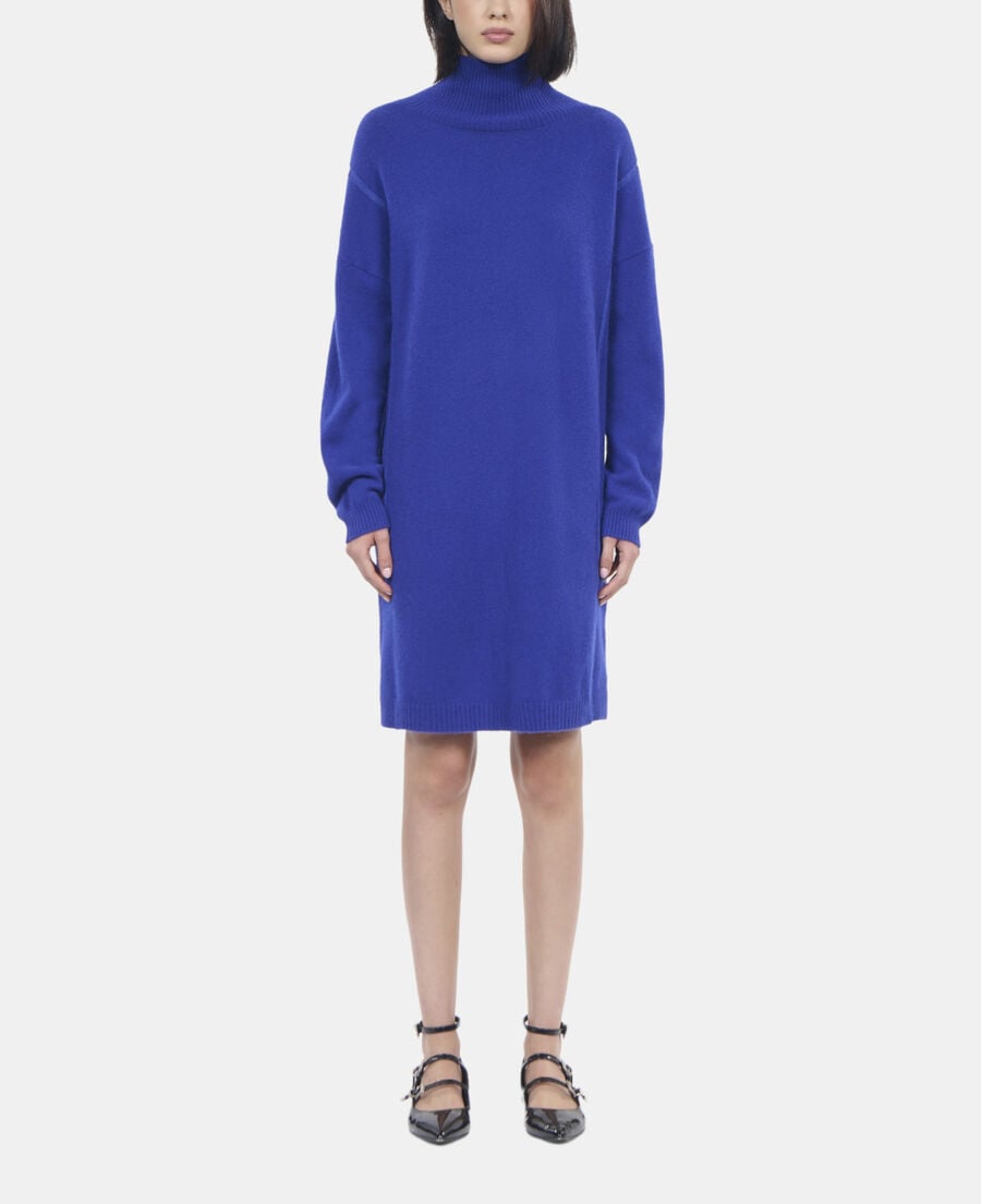 The Kooples FEMME BLUE ELECTRIC robe pull courte en cachemire bleu électrique