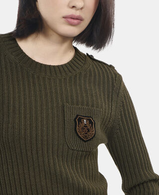 The Kooples DAMEN OLIVE NIGHT gerippter, khakifarbener strickpullover
