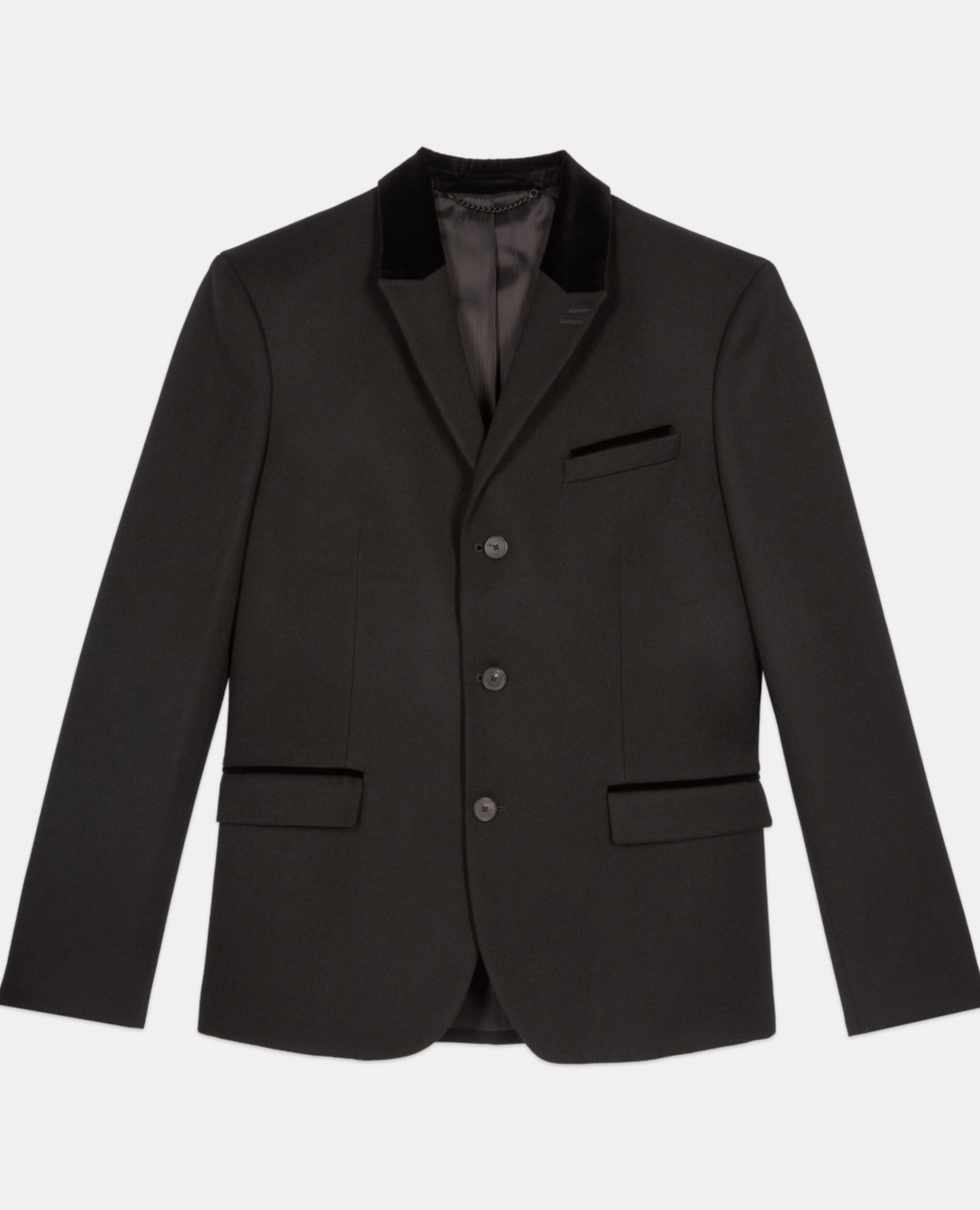Black wool blazer, BLACK, hi-res image number null