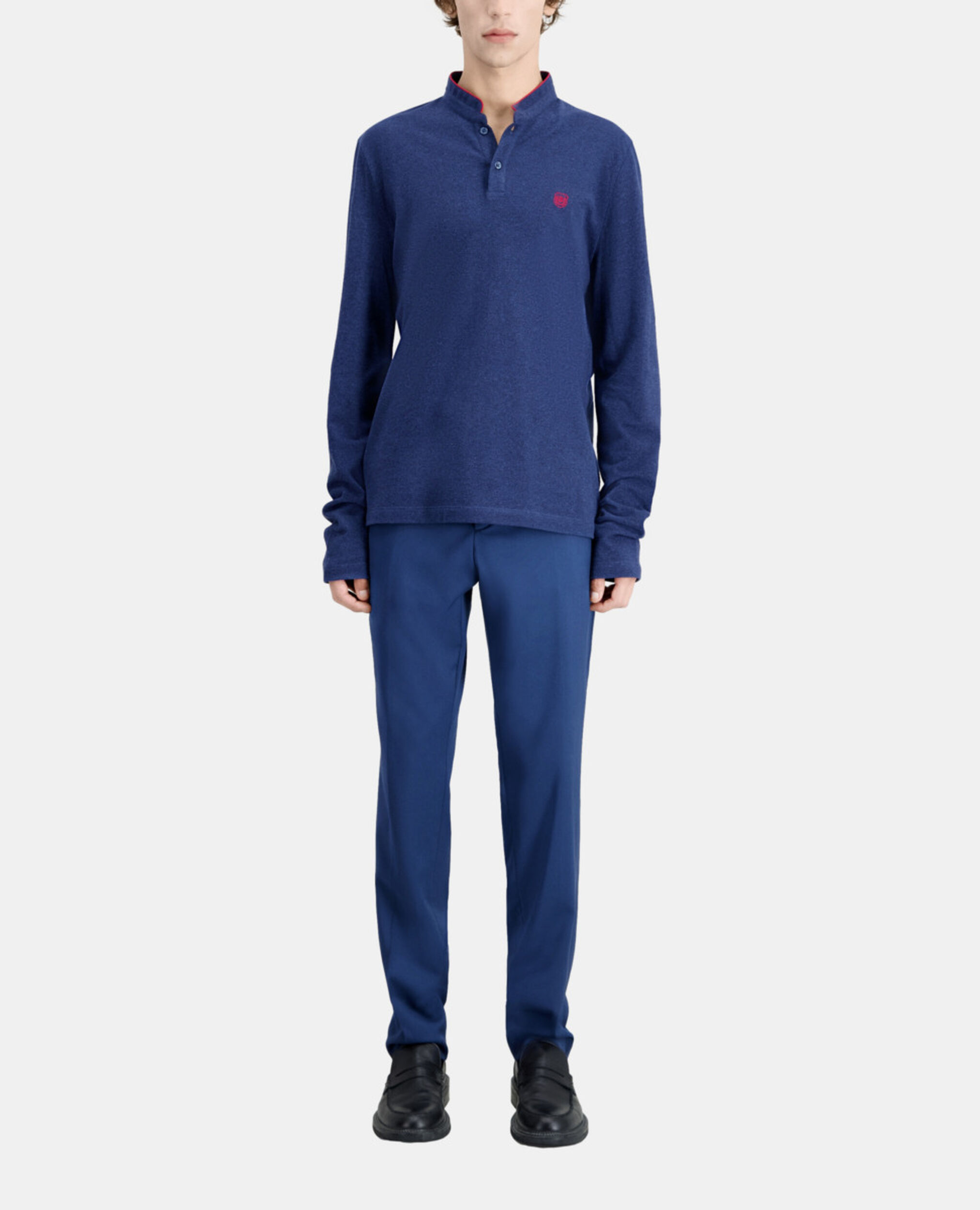 Marineblaues Poloshirt aus Baumwolle, NAVY, hi-res image number null