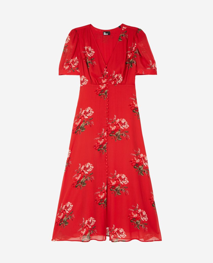 The Kooples WOMEN RED / GREEN red floral print maxi dress