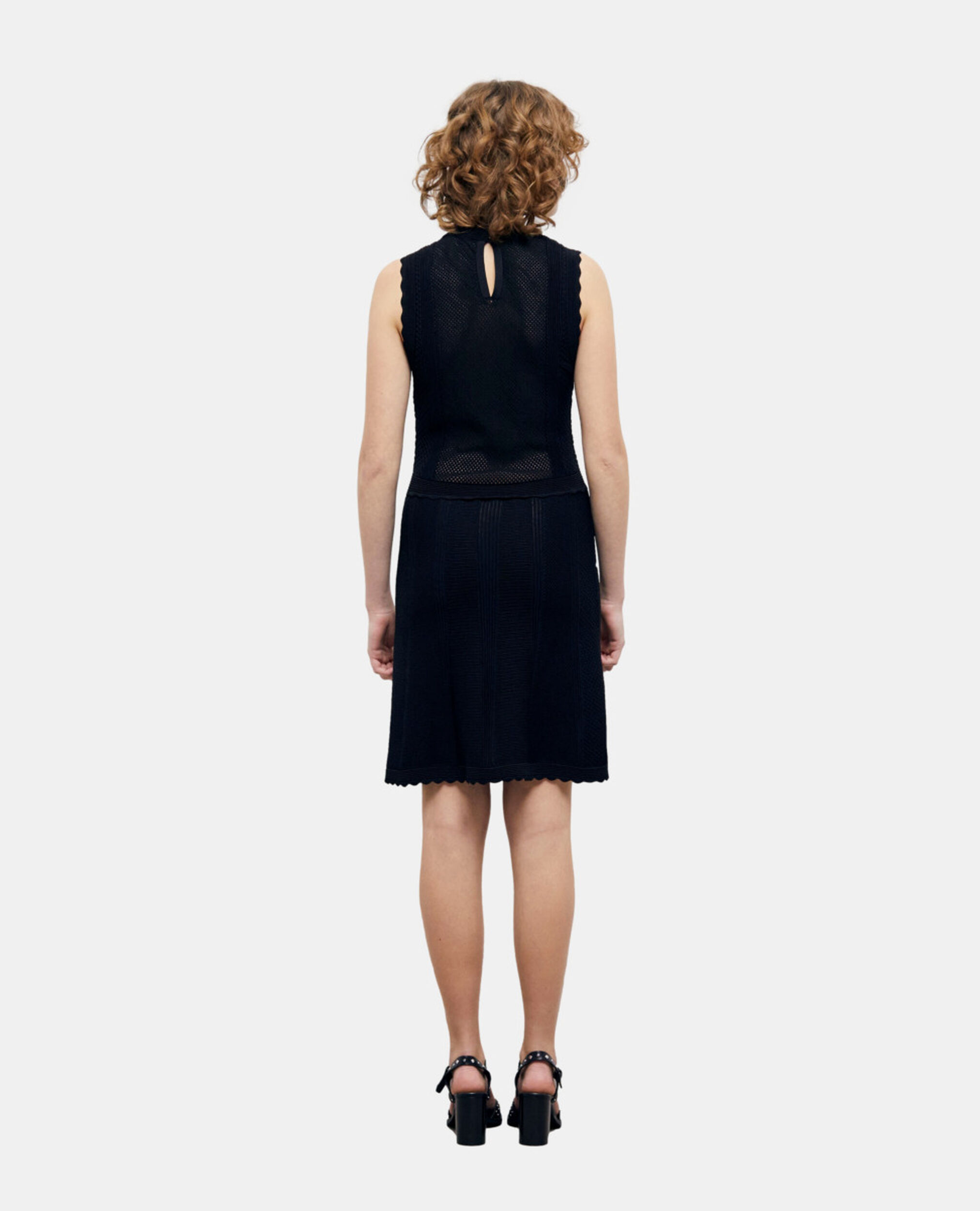 Robe courte noire en maille, BLACK, hi-res image number null